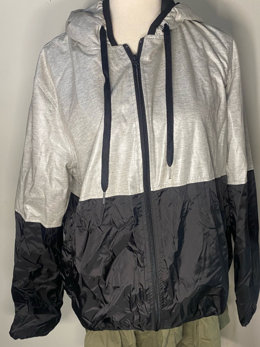 Forever 21 Silver and Black Colorblock Bomber Jacket